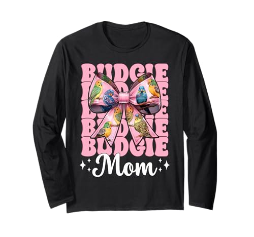 Wellensittich Mama Papagei Muttertag Kokette Schleife Langarmshirt von Womens Pink Coquette Bow Parakeet Budgie Gifts