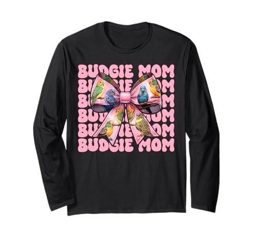 Wellensittich Mama Papagei Muttertag Kokette Schleife Langarmshirt von Womens Pink Coquette Bow Parakeet Budgie Gifts