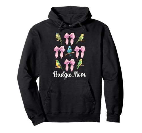 Wellensittich Mama Papagei Muttertag Kokette Schleife Pullover Hoodie von Womens Pink Coquette Bow Parakeet Budgie Gifts