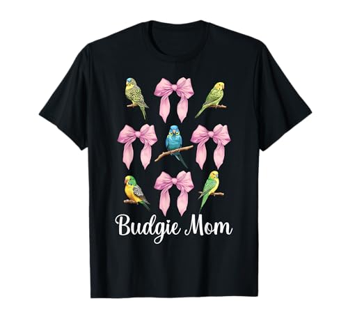 Wellensittich Mama Papagei Muttertag Kokette Schleife T-Shirt von Womens Pink Coquette Bow Parakeet Budgie Gifts