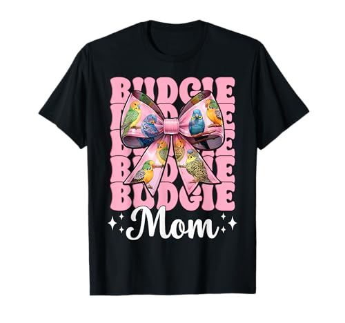 Wellensittich Mama Papagei Muttertag Kokette Schleife T-Shirt von Womens Pink Coquette Bow Parakeet Budgie Gifts