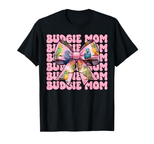 Wellensittich Mama Papagei Muttertag Kokette Schleife T-Shirt von Womens Pink Coquette Bow Parakeet Budgie Gifts