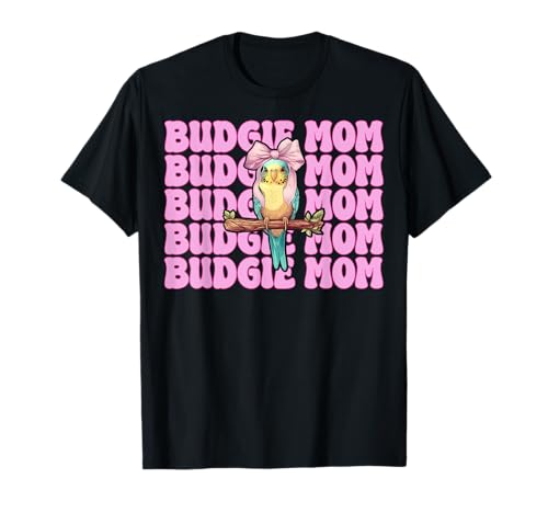 Wellensittich Mama Papagei Muttertag Kokette Schleife T-Shirt von Womens Pink Coquette Bow Parakeet Budgie Gifts