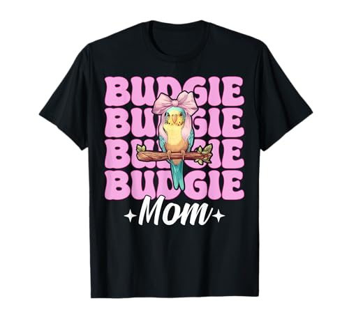 Wellensittich Mama Papagei Muttertag Kokette Schleife T-Shirt von Womens Pink Coquette Bow Parakeet Budgie Gifts