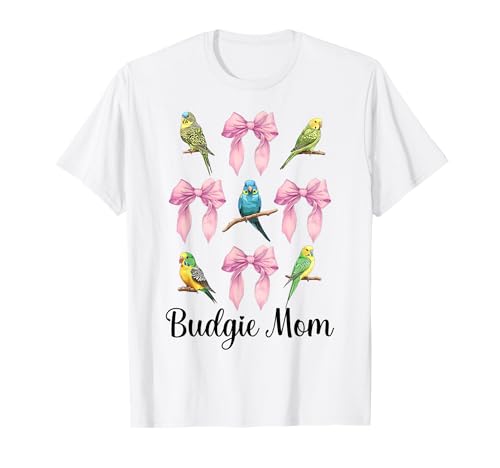 Wellensittich Mama Papagei Muttertag Kokette Schleife T-Shirt von Womens Pink Coquette Bow Parakeet Budgie Gifts