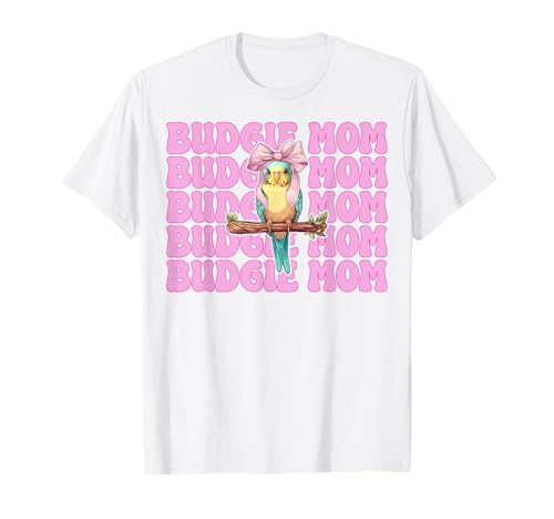 Wellensittich Mama Papagei Muttertag Kokette Schleife T-Shirt von Womens Pink Coquette Bow Parakeet Budgie Gifts
