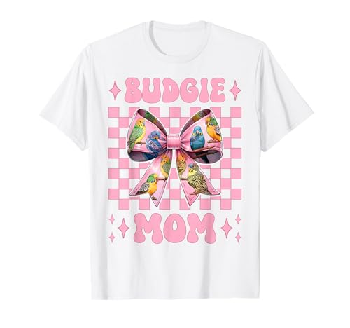Wellensittich Mama Papagei Muttertag Kokette Schleife T-Shirt von Womens Pink Coquette Bow Parakeet Budgie Gifts