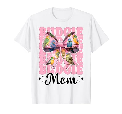 Wellensittich Mama Papagei Muttertag Kokette Schleife T-Shirt von Womens Pink Coquette Bow Parakeet Budgie Gifts