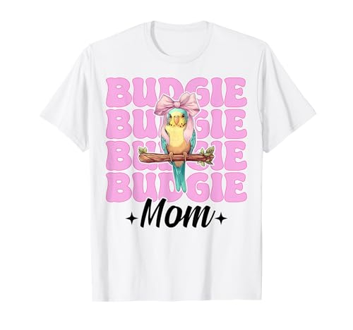 Wellensittich Mama Papagei Muttertag Kokette Schleife T-Shirt von Womens Pink Coquette Bow Parakeet Budgie Gifts