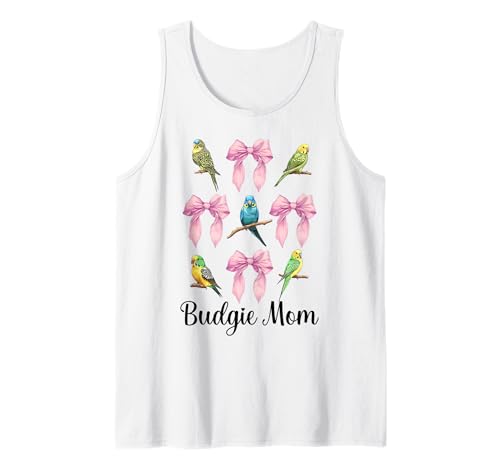 Wellensittich Mama Papagei Muttertag Kokette Schleife Tank Top von Womens Pink Coquette Bow Parakeet Budgie Gifts