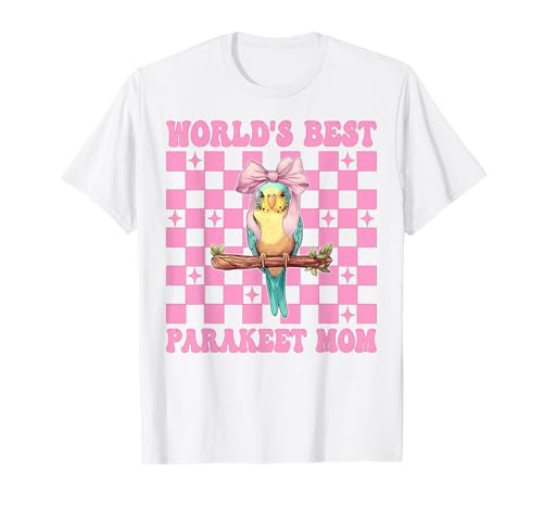 World's Best Sittich Mama Wellensittich Papagei Muttertag T-Shirt von Womens Pink Coquette Bow Parakeet Budgie Gifts