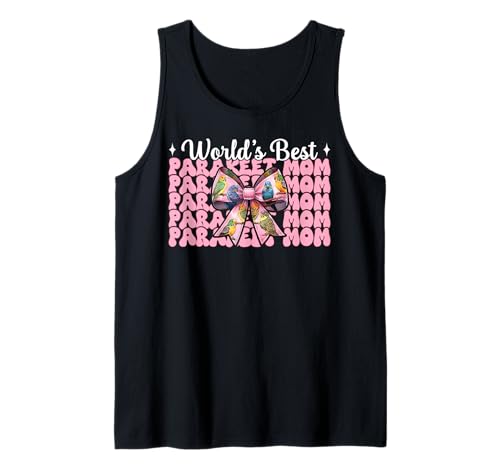 World's Best Sittich Mama Wellensittich Papagei Muttertag Tank Top von Womens Pink Coquette Bow Parakeet Budgie Gifts