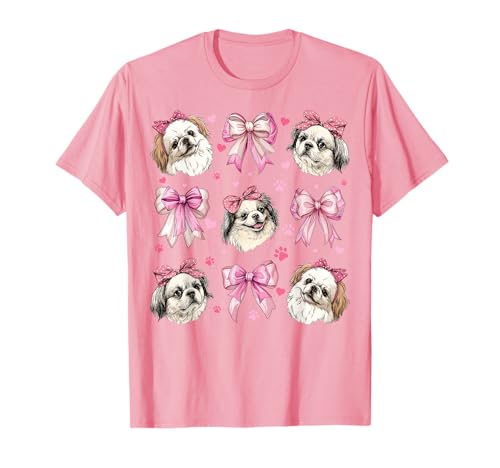 Pekinese Dog Mom Girl Coquette Bow Pink T-Shirt Pekinese Dog Mom Girl Coquette Bow Pink T-Shirt von Womens Pink Coquette Bow Pekingese Dog Gifts