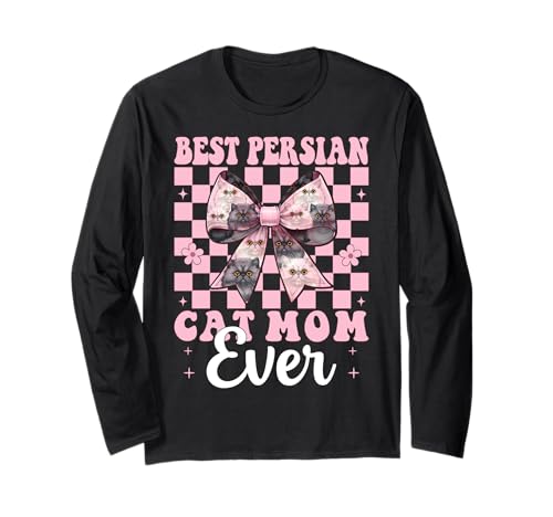 Best Persian Cat Mom Ever Mama Muttertag Kokette Schleife Langarmshirt von Womens Pink Coquette Bow Persian Cat Pet Gifts