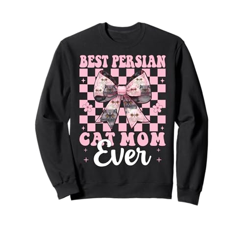 Best Persian Cat Mom Ever Mama Muttertag Kokette Schleife Sweatshirt von Womens Pink Coquette Bow Persian Cat Pet Gifts