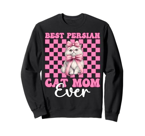 Best Persian Cat Mom Ever Mama Muttertag Kokette Schleife Sweatshirt von Womens Pink Coquette Bow Persian Cat Pet Gifts