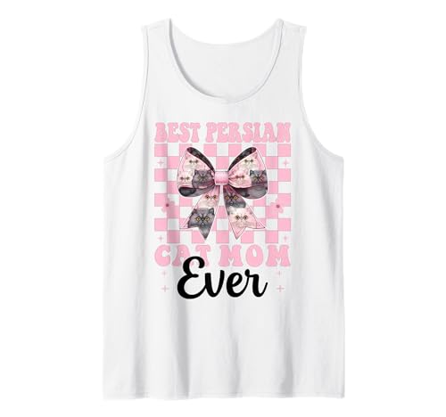 Best Persian Cat Mom Ever Mama Muttertag Kokette Schleife Tank Top von Womens Pink Coquette Bow Persian Cat Pet Gifts