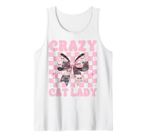 Crazy Cat Lady Persische Katze Mädchen Katze Mama Rosa Kokette Schleife Tank Top von Womens Pink Coquette Bow Persian Cat Pet Gifts