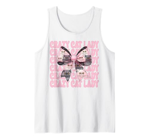 Crazy Cat Lady Persische Katze Mädchen Katze Mama Rosa Kokette Schleife Tank Top von Womens Pink Coquette Bow Persian Cat Pet Gifts