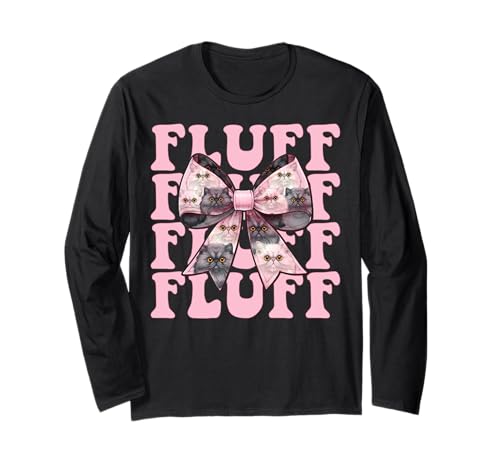 Fluff Perserkatze Mädchen Katze Mama Rosa Kokette Schleife Langarmshirt von Womens Pink Coquette Bow Persian Cat Pet Gifts
