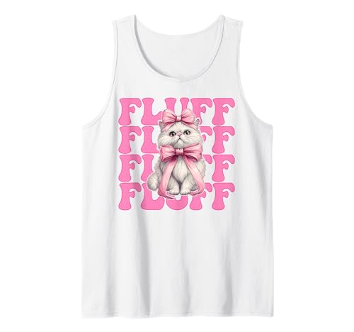 Fluff Perserkatze Mädchen Katze Mama Rosa Kokette Schleife Tank Top von Womens Pink Coquette Bow Persian Cat Pet Gifts