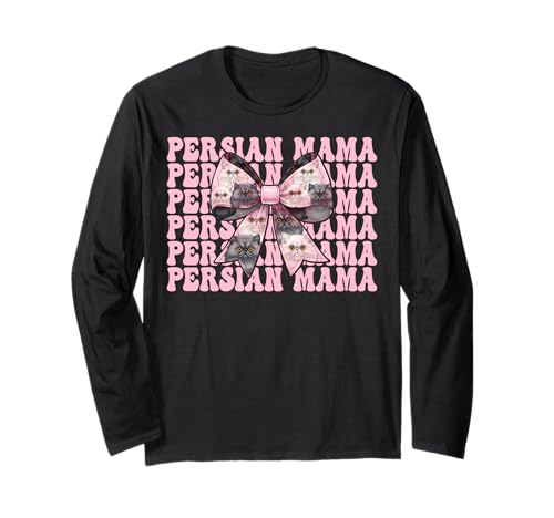 Persische Mama Mama Perserkatze Muttertag Rosa Kokette Schleife Langarmshirt von Womens Pink Coquette Bow Persian Cat Pet Gifts