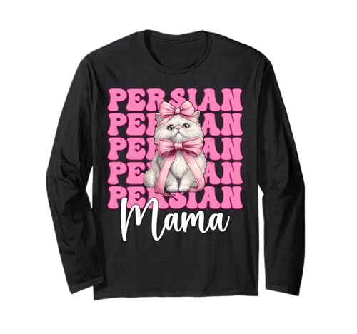 Persische Mama Mama Perserkatze Muttertag Rosa Kokette Schleife Langarmshirt von Womens Pink Coquette Bow Persian Cat Pet Gifts