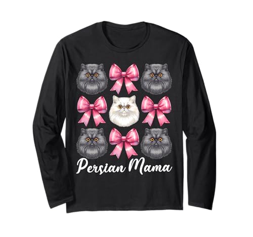 Persische Mama Mama Perserkatze Muttertag Rosa Kokette Schleife Langarmshirt von Womens Pink Coquette Bow Persian Cat Pet Gifts