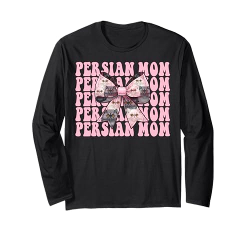 Persische Mutter Mama Perserkatze Muttertag Rosa Kokette Schleife Langarmshirt von Womens Pink Coquette Bow Persian Cat Pet Gifts