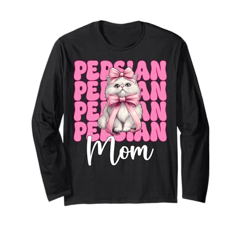 Persische Mutter Mama Perserkatze Muttertag Rosa Kokette Schleife Langarmshirt von Womens Pink Coquette Bow Persian Cat Pet Gifts