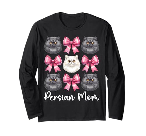 Persische Mutter Mama Perserkatze Muttertag Rosa Kokette Schleife Langarmshirt von Womens Pink Coquette Bow Persian Cat Pet Gifts