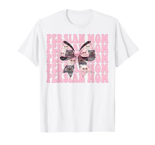 Persische Mutter Mama Perserkatze Muttertag Rosa Kokette Schleife T-Shirt von Womens Pink Coquette Bow Persian Cat Pet Gifts