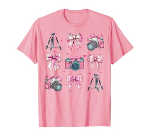 Fotografie Fotograf Kamera Mädchen Kokette Schleife Rosa Mama T-Shirt von Womens Pink Coquette Bow Photography Camera Gifts