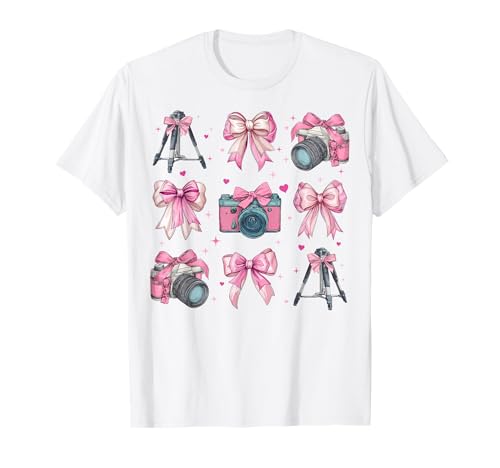 Fotografie Fotograf Kamera Mädchen Kokette Schleife Rosa Mama T-Shirt von Womens Pink Coquette Bow Photography Camera Gifts