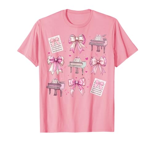 Pianist, Klavierinstrument, Mädchen, Kokette, Bogen, Rosa, Mama T-Shirt von Womens Pink Coquette Bow Pianist Piano Gifts