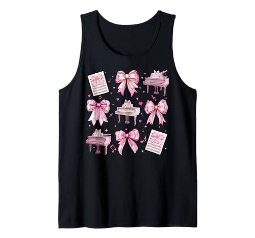 Pianist, Klavierinstrument, Mädchen, Kokette, Bogen, Rosa, Mama Tank Top Pianist, Klavierinstrument, Mädchen, Kokette, Bogen, Rosa, Mama Tank Top von Womens Pink Coquette Bow Pianist Piano Gifts