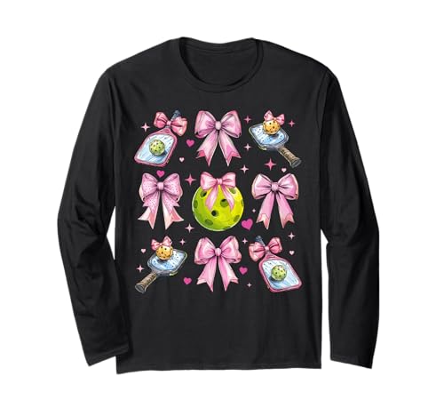 Pickleball Paddelball Mädchen Kokette Schleife Rosa Mama Langarmshirt Pickleball Paddelball Mädchen Kokette Schleife Rosa Mama Langarmshirt von Womens Pink Coquette Bow Pickleball Player Gifts