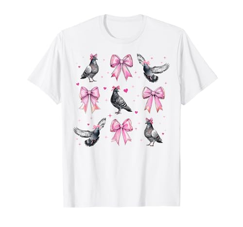 Taubenvogel-Mädchen Kokette Schleife Rosa Mama T-Shirt von Womens Pink Coquette Bow Pigeon Bird Gifts