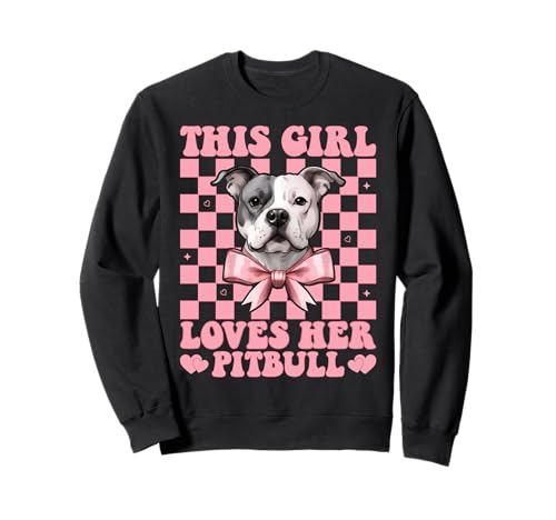 Dieses Mädchen liebt ihren pinkfarbenen Kokettenbogen mit Pitbull-Hund Sweatshirt Dieses Mädchen liebt ihren pinkfarbenen Kokettenbogen mit Pitbull-Hund Sweatshirt von Womens Pink Coquette Bow Pitbull Dog Gifts