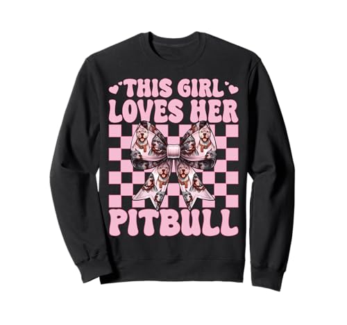 Dieses Mädchen liebt ihren pinkfarbenen Kokettenbogen mit Pitbull-Hund Sweatshirt Dieses Mädchen liebt ihren pinkfarbenen Kokettenbogen mit Pitbull-Hund Sweatshirt von Womens Pink Coquette Bow Pitbull Dog Gifts