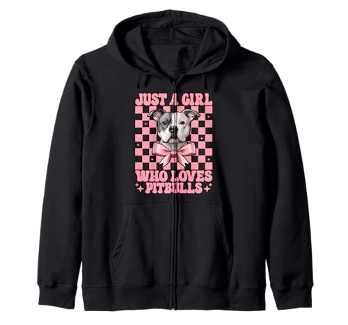 Nur EIN Mädchen, das Pitbulls liebt, pinkfarbener Kokettenbogen mit Pitbull-Hund Kapuzenjacke Nur EIN Mädchen, das Pitbulls liebt, pinkfarbener Kokettenbogen mit Pitbull-Hund Kapuzenjacke von Womens Pink Coquette Bow Pitbull Dog Gifts