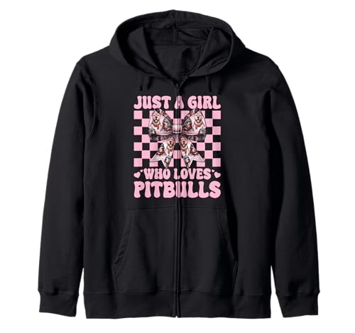 Nur EIN Mädchen, das Pitbulls liebt, pinkfarbener Kokettenbogen mit Pitbull-Hund Kapuzenjacke Nur EIN Mädchen, das Pitbulls liebt, pinkfarbener Kokettenbogen mit Pitbull-Hund Kapuzenjacke von Womens Pink Coquette Bow Pitbull Dog Gifts