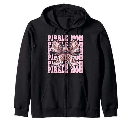Pibble Mom Pitbull Mom Mama Hund Muttertag Kokette Schleife Kapuzenjacke von Womens Pink Coquette Bow Pitbull Dog Gifts