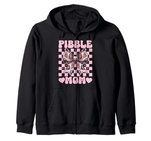 Pibble Mom Pitbull Mom Mama Hund Muttertag Kokette Schleife Kapuzenjacke von Womens Pink Coquette Bow Pitbull Dog Gifts