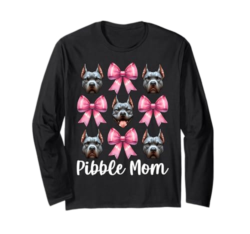 Pibble Mom Pitbull Mom Mama Hund Muttertag Kokette Schleife Langarmshirt Pibble Mom Pitbull Mom Mama Hund Muttertag Kokette Schleife Langarmshirt von Womens Pink Coquette Bow Pitbull Dog Gifts