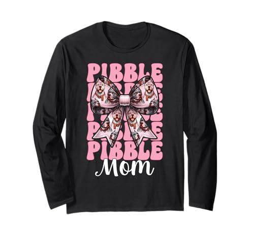 Pibble Mom Pitbull Mom Mama Hund Muttertag Kokette Schleife Langarmshirt von Womens Pink Coquette Bow Pitbull Dog Gifts