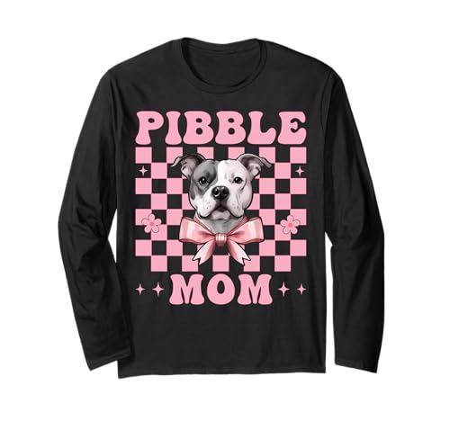 Pibble Mom Pitbull Mom Mama Hund Muttertag Kokette Schleife Langarmshirt von Womens Pink Coquette Bow Pitbull Dog Gifts