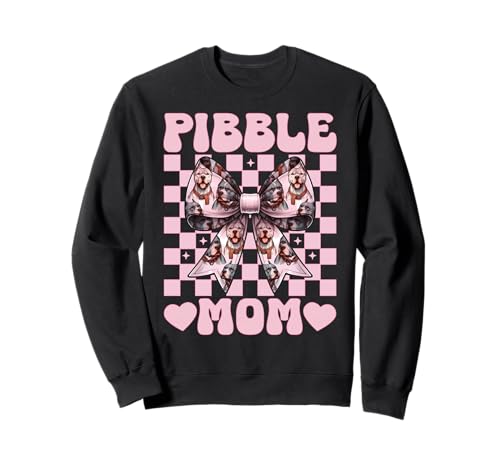 Pibble Mom Pitbull Mom Mama Hund Muttertag Kokette Schleife Sweatshirt von Womens Pink Coquette Bow Pitbull Dog Gifts