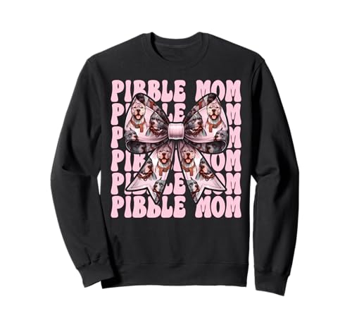 Pibble Mom Pitbull Mom Mama Hund Muttertag Kokette Schleife Sweatshirt von Womens Pink Coquette Bow Pitbull Dog Gifts