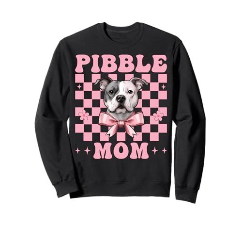 Pibble Mom Pitbull Mom Mama Hund Muttertag Kokette Schleife Sweatshirt von Womens Pink Coquette Bow Pitbull Dog Gifts